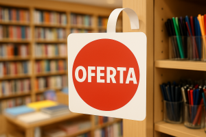 Wobber anunciando uma oferta em um a livraria