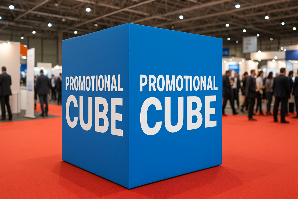 Imagem de um cubo promocional em um evento